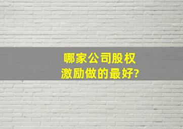 哪家公司股权激励做的最好?