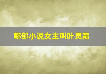 哪部小说女主叫叶灵霜