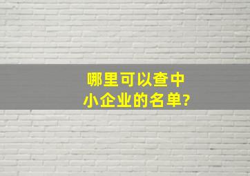 哪里可以查中小企业的名单?