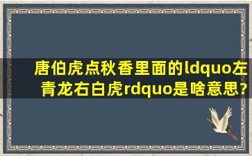 唐伯虎点秋香里面的“左青龙右白虎”是啥意思?