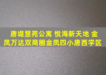 唐堤慧苑公寓 悦海新天地 金凤万达双商圈金凤四小唐西学区 