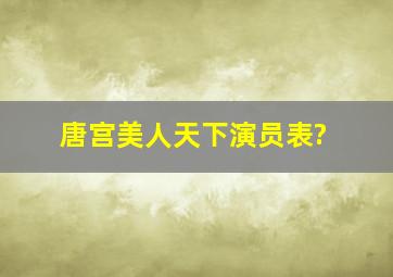 唐宫美人天下演员表?