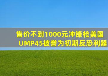 售价不到1000元冲锋枪,美国UMP45,被誉为初期反恐利器