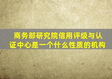 商务部研究院信用评级与认证中心是一个什么性质的机构((