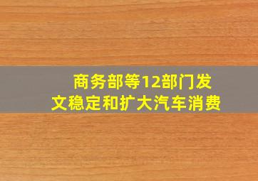 商务部等12部门发文,稳定和扩大汽车消费