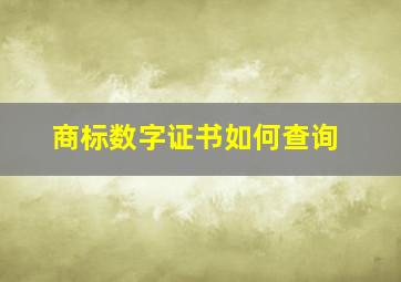 商标数字证书如何查询