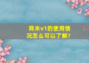 商米v1的使用情况怎么可以了解?