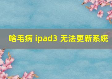 啥毛病 ipad3 无法更新系统