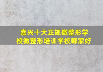 嘉兴十大正规微整形学校微整形培训学校哪家好