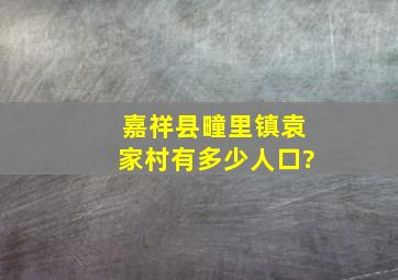 嘉祥县疃里镇袁家村有多少人口?