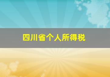 四川省个人所得税