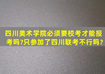 四川美术学院必须要校考才能报考吗?只参加了四川联考不行吗?