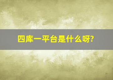 四库一平台是什么呀?