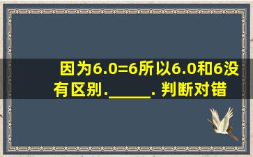 因为6.0=6,所以6.0和6没有区别._____. (判断对错)