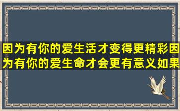 因为有你的爱生活才变得更精彩因为有你的爱生命才会更有意义如果