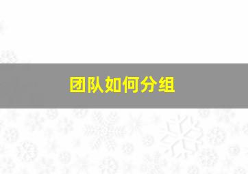 团队如何分组