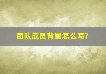 团队成员背景怎么写?