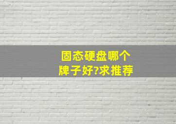 固态硬盘哪个牌子好?求推荐