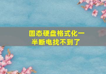 固态硬盘格式化一半断电找不到了 