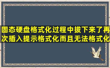 固态硬盘格式化过程中拔下来了,再次插入提示格式化,而且无法格式化!