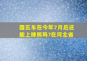 国五车在今年7月后还能上牌照吗?在河北省