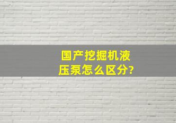 国产挖掘机液压泵怎么区分?