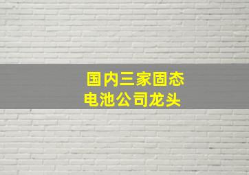 国内三家固态电池公司龙头 