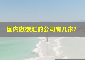 国内做碳汇的公司有几家?