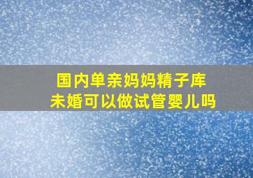 国内单亲妈妈精子库 未婚可以做试管婴儿吗