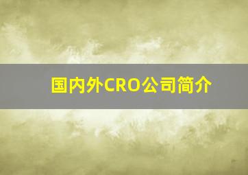 国内外CRO公司简介