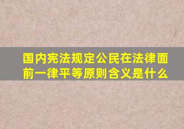 国内宪法规定公民在法律面前一律平等原则含义是什么