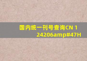 国内统一刊号查询CN 124206/H