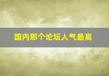 国内那个论坛人气最高