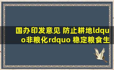 国办印发意见 防止耕地“非粮化” 稳定粮食生产