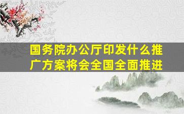 国务院办公厅印发什么推广方案将会全国全面推进