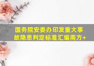 国务院安委办印发《重大事故隐患判定标准汇编》南方+