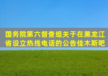 国务院第六督查组关于在黑龙江省设立热线电话的公告【佳木斯吧】
