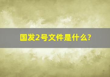 国发2号文件是什么?