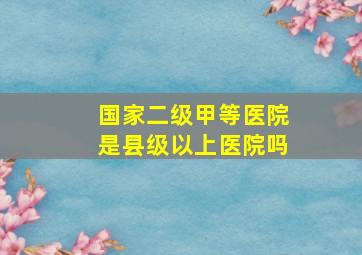 国家二级甲等医院是县级以上医院吗