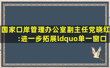 国家口岸管理办公室副主任党晓红:进一步拓展“单一窗口”功能