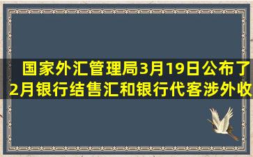 国家外汇管理局3月19日公布了2月银行结售汇和银行代客涉外收付款...