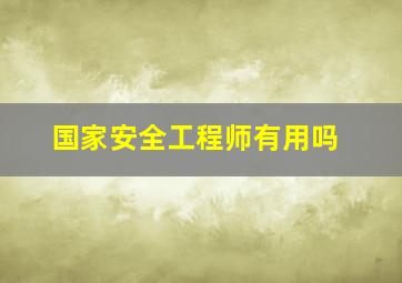 国家安全工程师有用吗(