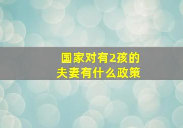 国家对有2孩的夫妻有什么政策(