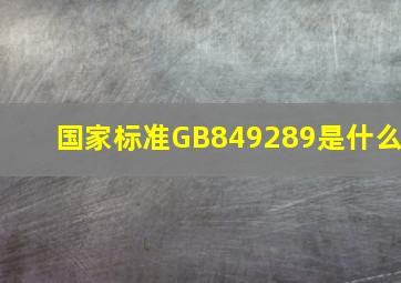 国家标准GB849289是什么