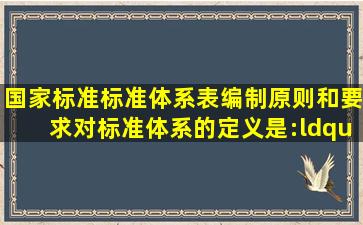 国家标准《标准体系表编制原则和要求》对标准体系的定义是:“一定...