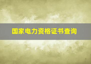 国家电力资格证书查询