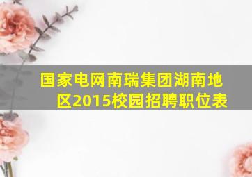 国家电网南瑞集团湖南地区2015校园招聘职位表(