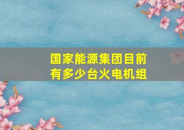 国家能源集团目前有多少台火电机组