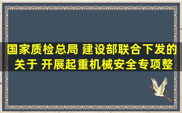 国家质检总局、 建设部联合下发的 《关于 开展起重机械安全专项整治...