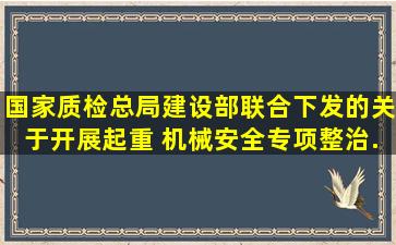 国家质检总局、建设部联合下发的《关于开展起重 机械安全专项整治...